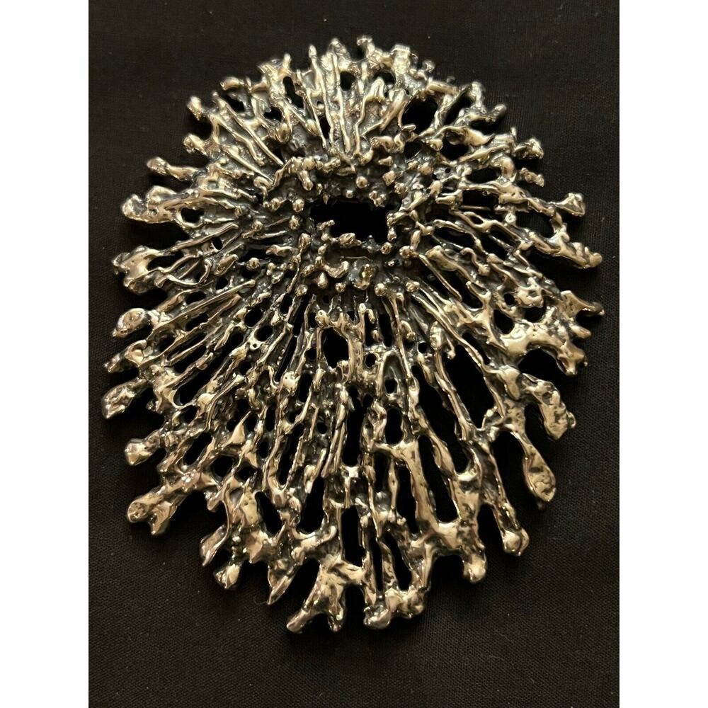 Vintage Women's Signed Sterling Brutalist Starburst Pin/Necklace from Israel